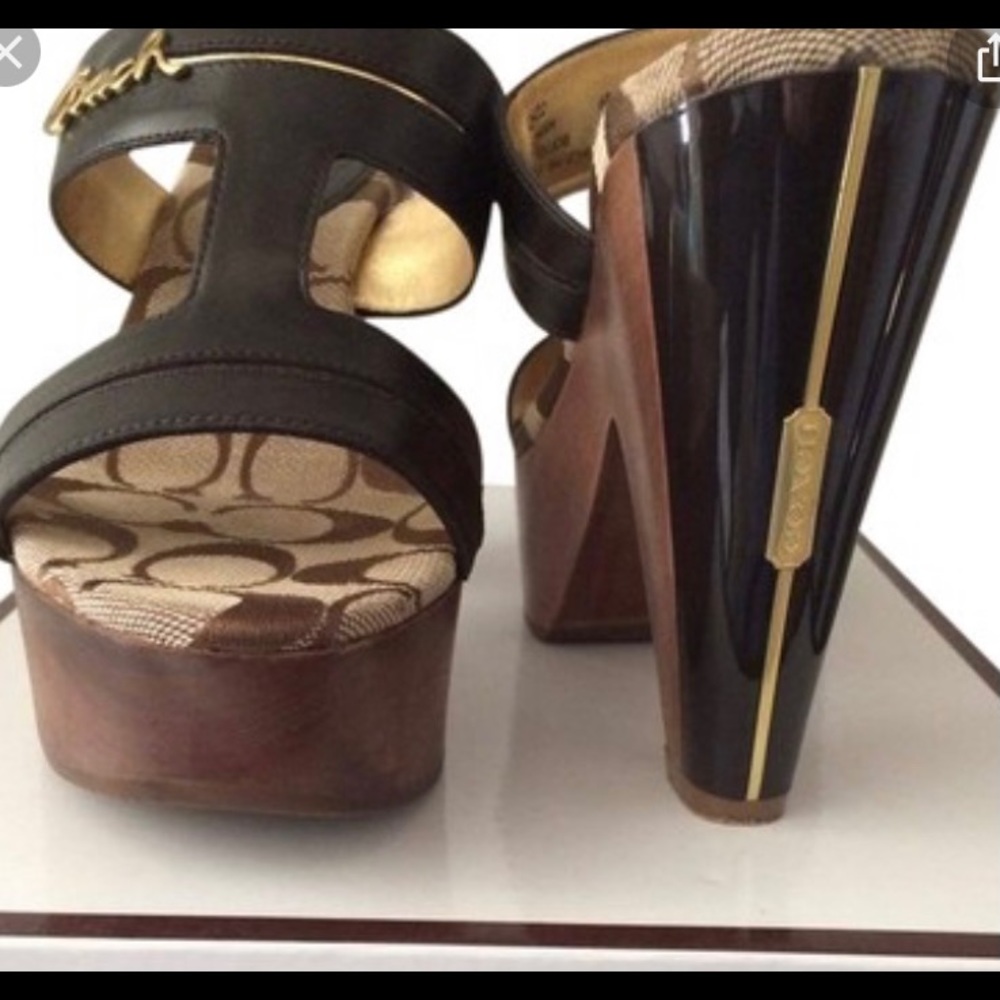 EUC COACH Jonah Calf chestnut Platform sandals